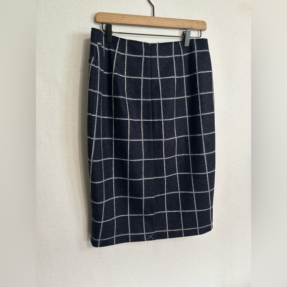 Jigsaw wool blend plaid navy midi skirt - Picture 4 of 6